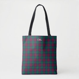 Green und Maroon Kariert Lindsay Tartan Monogram Tasche