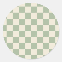 Green und Off White Checkerboard Runder Aufkleber