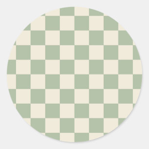 Green und Off White Checkerboard Runder Aufkleber