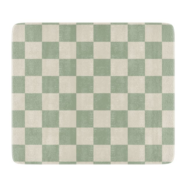 Green und Off White Checkerboard Schneidebrett (Vorderseite)