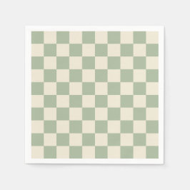 Green und Off White Checkerboard Serviette