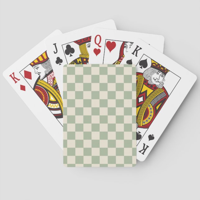 Green und Off White Checkerboard Spielkarten (Rückseite)