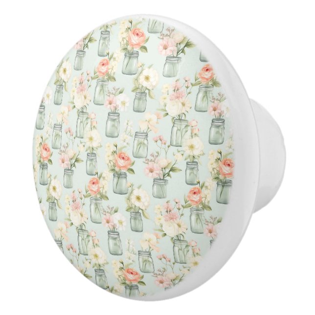 Green und Peach Mason Jars Keramik Pull Keramikknauf (Rechts)