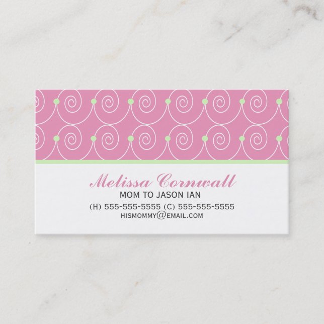 Green und Pink Calling Cards Telefonnummerkarte (Vorderseite)