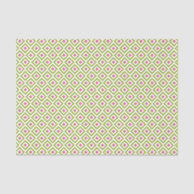 Green und Pink Ikat Diamonds Pattern Seidenpapier (Vorderseite)