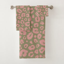 Green und Pink Leopard Muster Badhandtuch Set