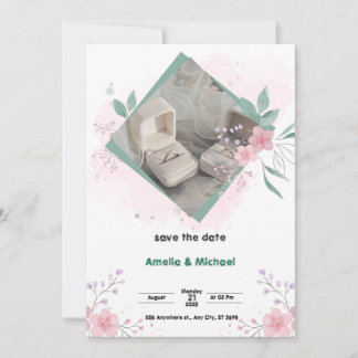 Green und Pink Simple Save the Date Poster Einladung