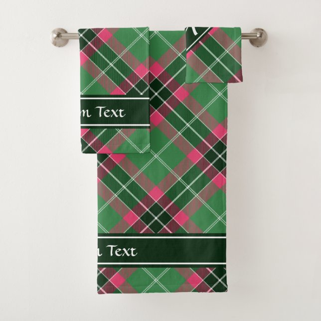 Green und Pink Tartan Badhandtuch Set (Insitu)