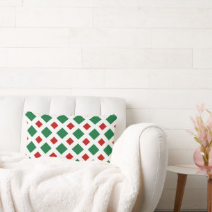 Green und Red Diamonds auf White Lendenkissen