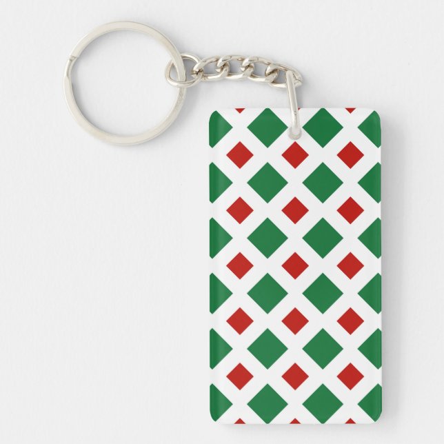 Green und Red Diamonds auf White Schlüsselanhänger (Vorderseite)
