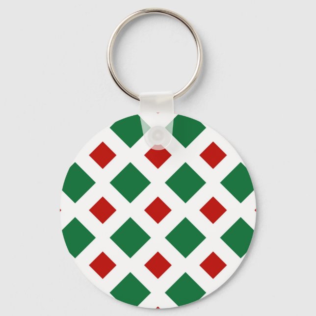 Green und Red Diamonds auf White Schlüsselanhänger (Vorderseite)
