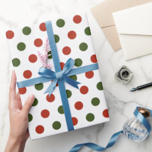 Green und Red Geometric Polka Dot Weihnachten Geschenkpapier