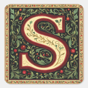 Green und Red Letter S mit Gold-Touchs Quadratischer Aufkleber