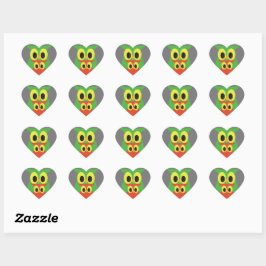 Green und Red Owls Herz-Aufkleber