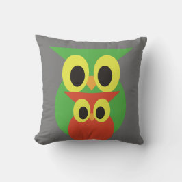Green und Red Owls Kissen