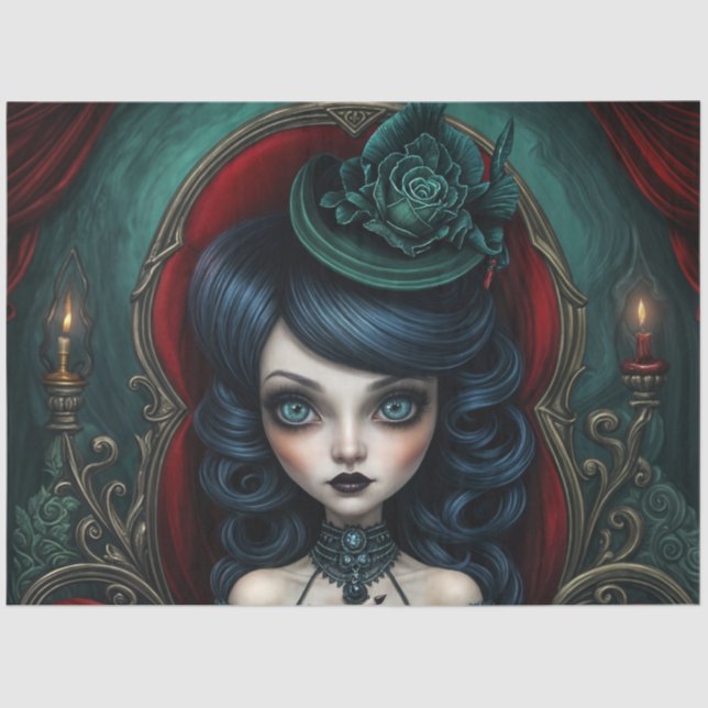 Green und Red Stoic Fortune Teller Seidenpapier (Vorderseite)