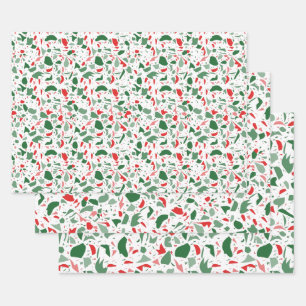 Green und Red Terrazzo Muster Weihnachten Geschenkpapier Set