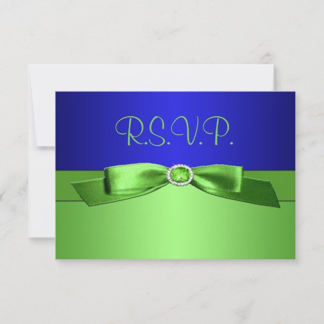 Green und Royal Blue Repcard RSVP Karte (Vorderseite)