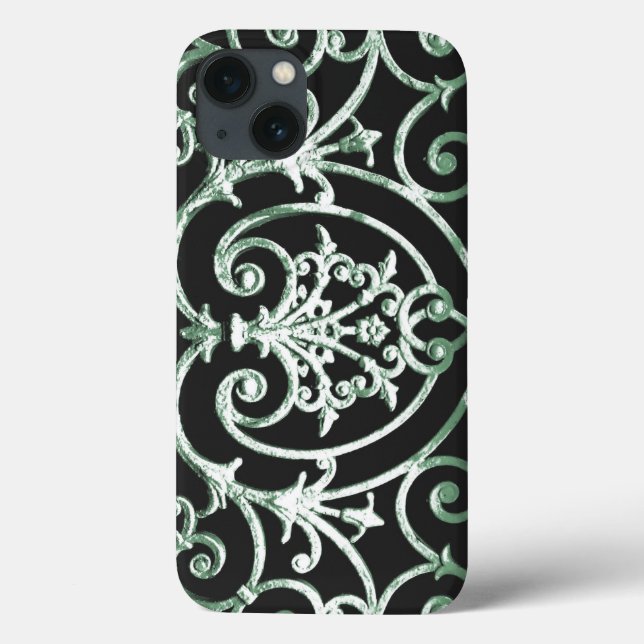 Green und schwarz scrollwork muster Case-Mate iPho Case-Mate iPhone Hülle (Rückseite)
