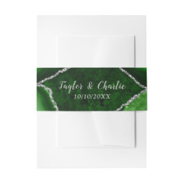 Green und Silver Agate Marmorhochzeit Einladungsbanderole