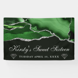Green und Silver Glitzer Agate 16 . Geburtstag Banner