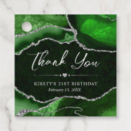 Green und Silver Glitzer Agate Birthday Party Geschenkanhänger