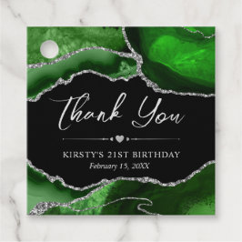 Green und Silver Glitzer Agate Birthday Party Geschenkanhänger