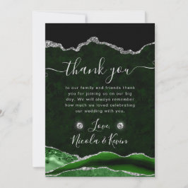 Green und Silver Glitzer Agate Wedding Dankeskarte