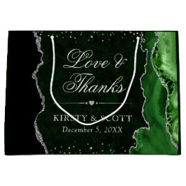 Green und Silver Glitzer Agate Wedding Große Geschenktüte