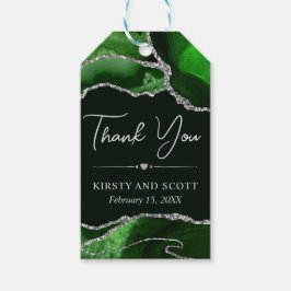 Green und Silver Imitats Glitzer Agate Wedding Geschenkanhänger