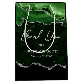 Green und Silver Imitats Glitzer Agate Wedding Mittlere Geschenktüte