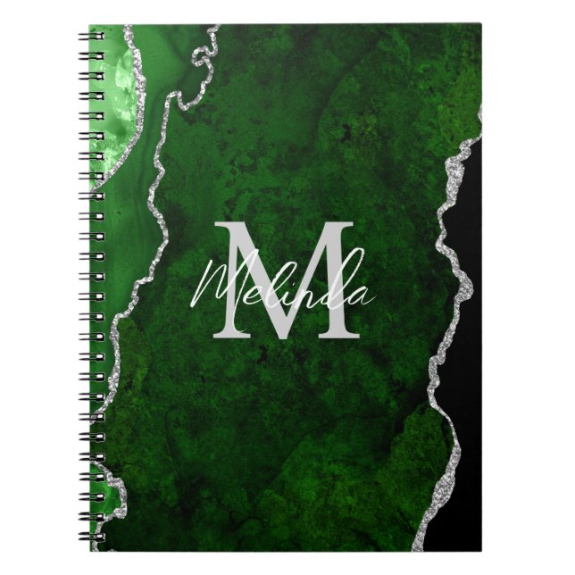 Green und Silver Marble Agate Notizblock (Vorderseite)