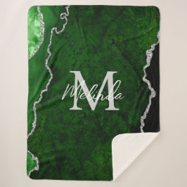 Green und Silver Marble Agate Sherpadecke