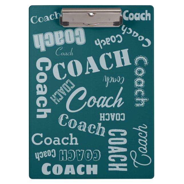 Green und Silver Personalisiert Coach Geschenkname Klemmbrett (Vorderseite)