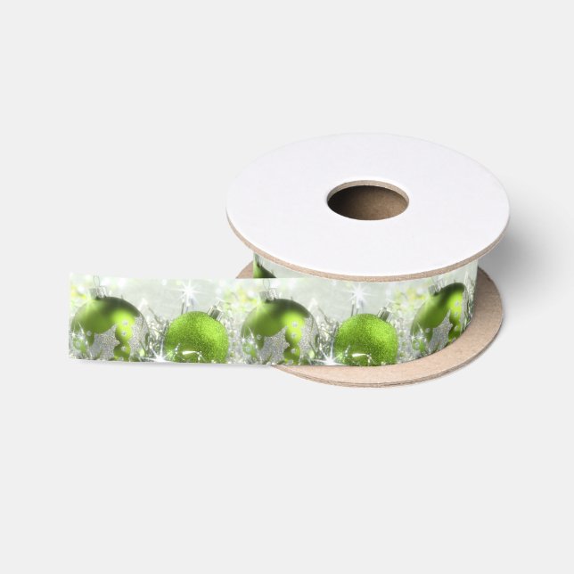 Green und Silver Weihnachtslieder Ribbon Satinband (Spule)