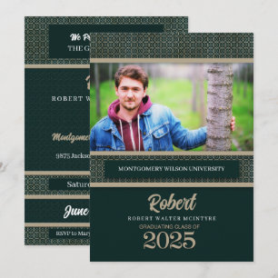 Green und Taupe Abschluss Class 2025 Foto Einladung