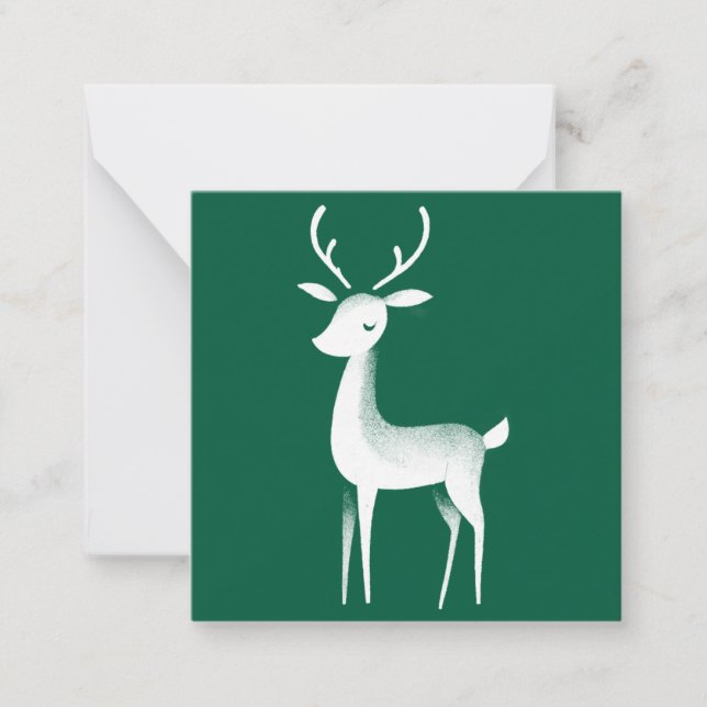 Green und weiß Rentier Mini Weihnachtskarte Mitteilungskarte (Vorderseite)