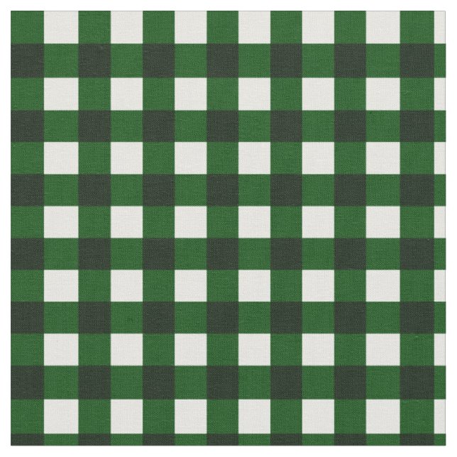 Green und White Buffalo Gingham Kariertes Muster Stoff (Nahaufnahme)