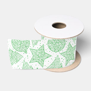 Green und White Christmas Pattern Ribbon Satinband