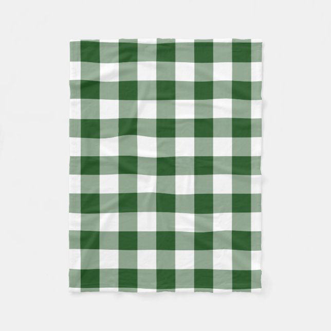Green und White Gingham Pattern Fleecedecke (Vorderseite)