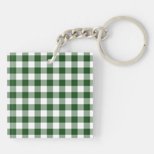 Green und White Gingham Pattern Schlüsselanhänger
