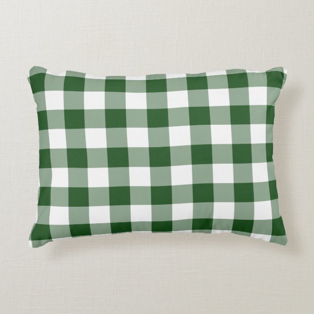 Green und White Gingham Pattern Zierkissen (Vorderseite)