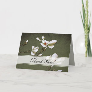Green und White Magnolia Danke Karte