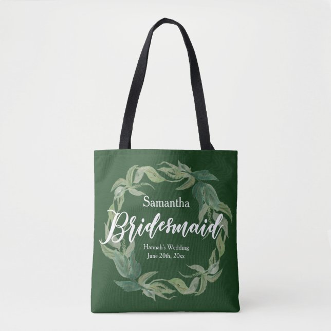 Green und White Personalisiert Bridesmaid Boho Tasche (Vorderseite)