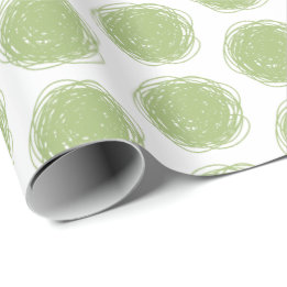 Green und White Polka Dot Scribles Geschenkpapier
