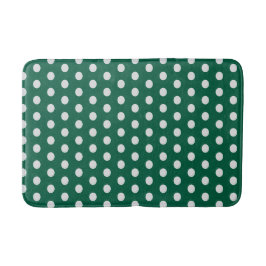 Green und White Polka Dots Badematte