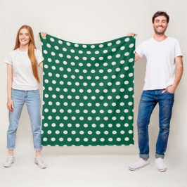 Green und White Polka Dots Fleecedecke