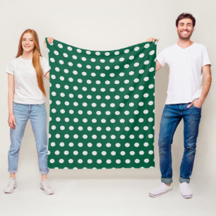 Green und White Polka Dots Fleecedecke