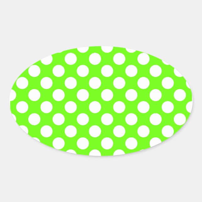 Green und White Polka Dots Ovaler Aufkleber (Vorderseite)