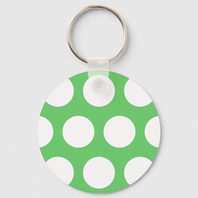 Green und White Polka Dots Schlüsselanhänger (Vorderseite)
